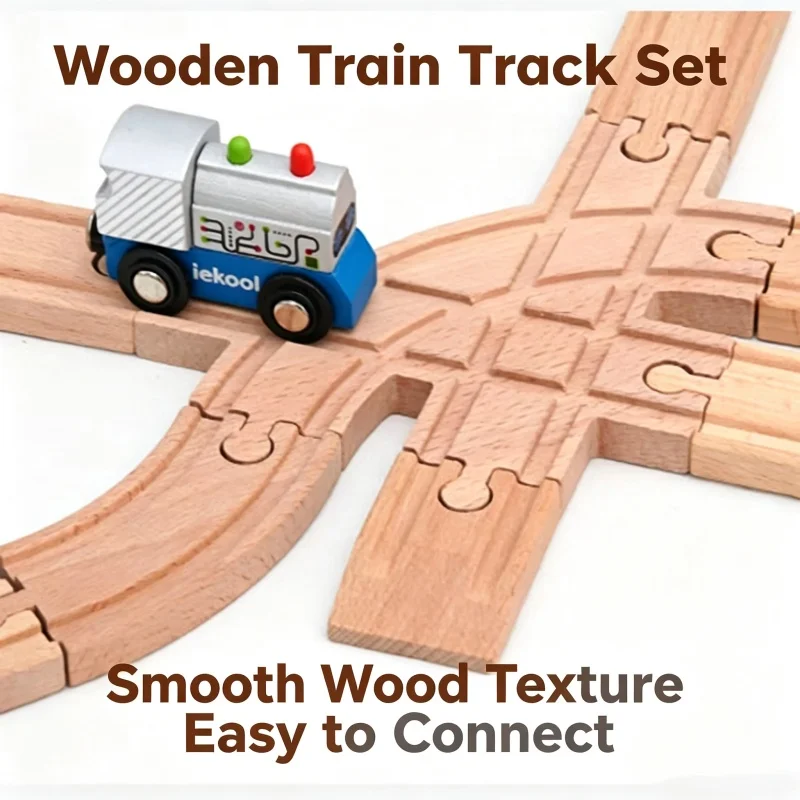 Wooden Train Track Accessories Wooden Track Railway Toy Road Connector Educational Toys For Children Birthday Gifts