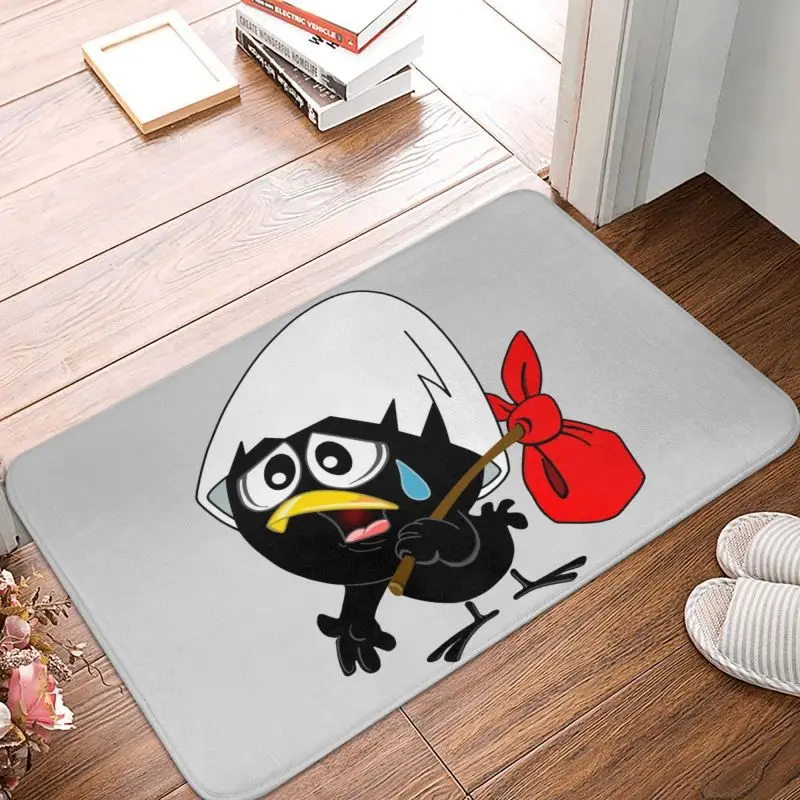 Sad Black Chicken Calimero Front Floor Door Entrance Mat Outdoor Comic Cartoon Kitchen Bathroom Doormat Living Room Carpet Rug