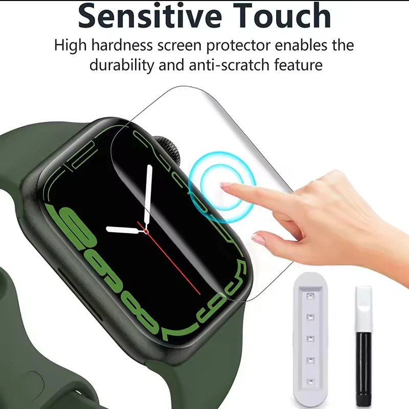 

Full Glue UV Liquid Tempered Glass for Apple Watch 45MM 46MM 44MM Screen Protector IWatch S10 10 9 46 44 45 MM Protective Glass