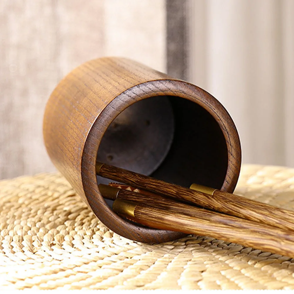 

1Pcs Natural Wood Chopstick Holder Round Cutlery Storage Container Smooth Surface Easy Clean Kitchen Utensil Holder Pen Storage