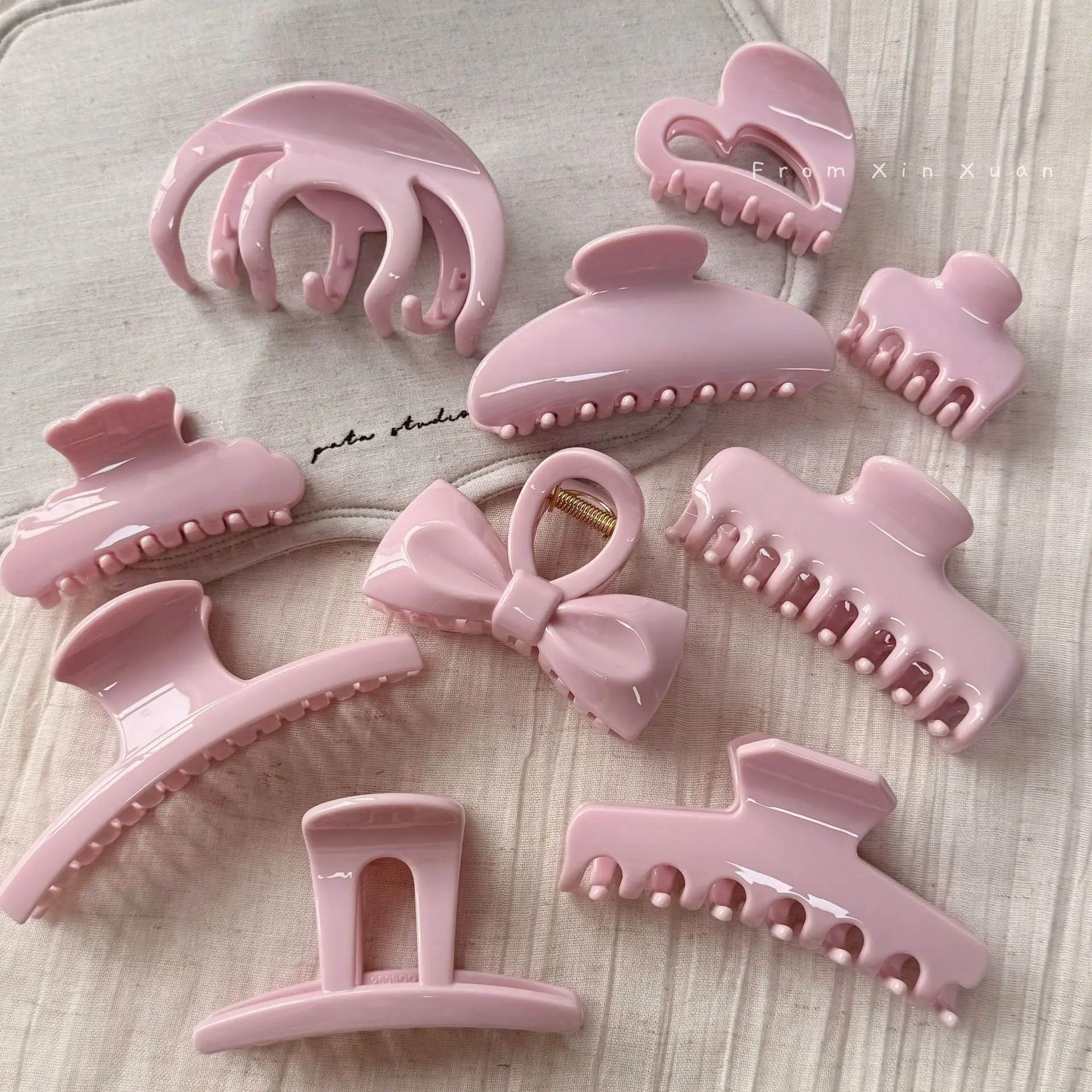 New French Style Pink Hair Claw Clips For Women Girls Small Large Shark Clips For Thin Thick Hair Strong & Safe Hold Crab Clamps - view 3
