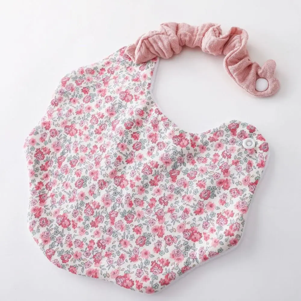 Petal Cotton Gauze Baby Feeding Bib Printed Design Soft Texture Drool Bib Floral Pattern Wave Shape Saliva Towel For Toddlers