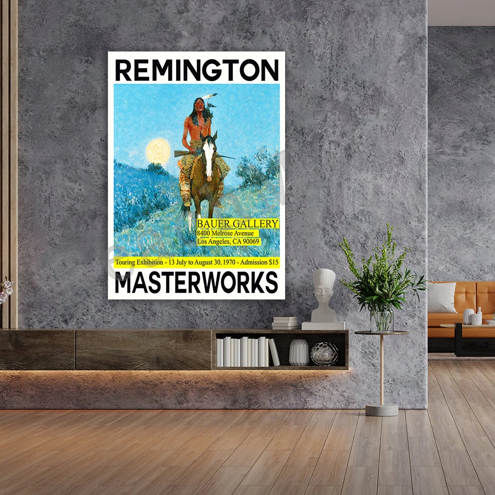 Frederick Remington Exhibition Poster We stern Poster Native American Art Canvas Painting Wall ArtPicture Modern Home Decor