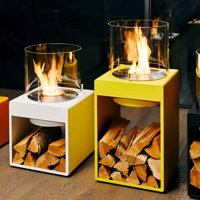 Nordic alcohol fireplace real flame living room simple heater custom TV cabinet background wall decorative ethanol stove view 6