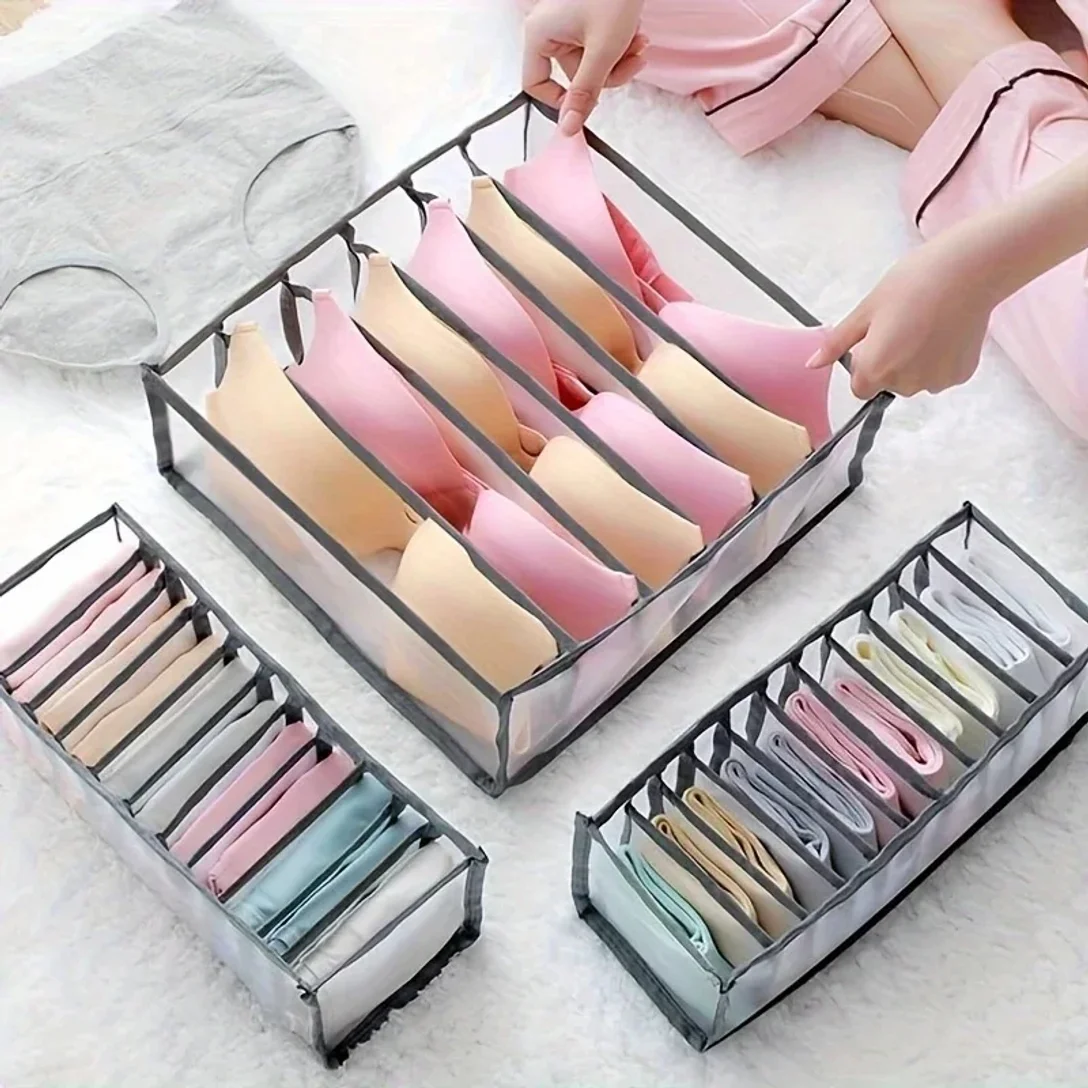 

Kit 3 pieces Bra Drawer Organizer Bra Foldable Storage Box Divider Underpants Wardrobe Home