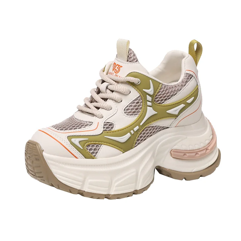 

Женские весенне-летние кроссовки из микрофибры на массивном каблуке 9 см, сандалии на платформе, шлепанцы на танкетке, туфли без каблуков, женские дышащие туфли