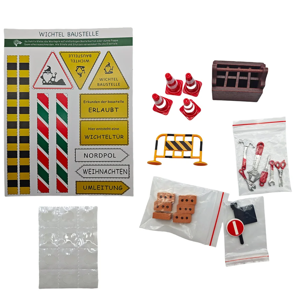 Décennie s de route miniatures de chantier de gnome bricolage, ensemble de jouets de construction de gnome, décoration de Noël, 20 pièces
