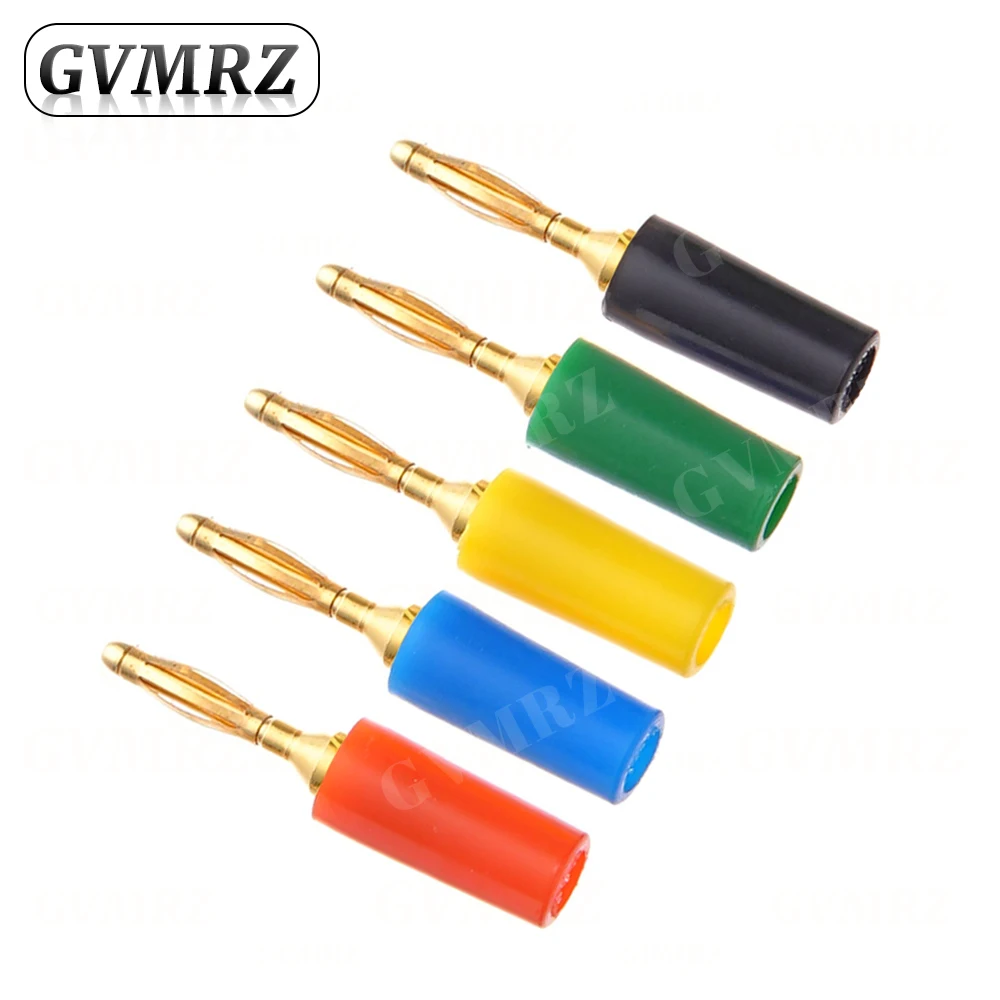5PCS 2MM Audio Banana Plug Mini Speaker Pure Copper Gold Plated Plug Connector Welded Assembly Experimental Test Cord Head