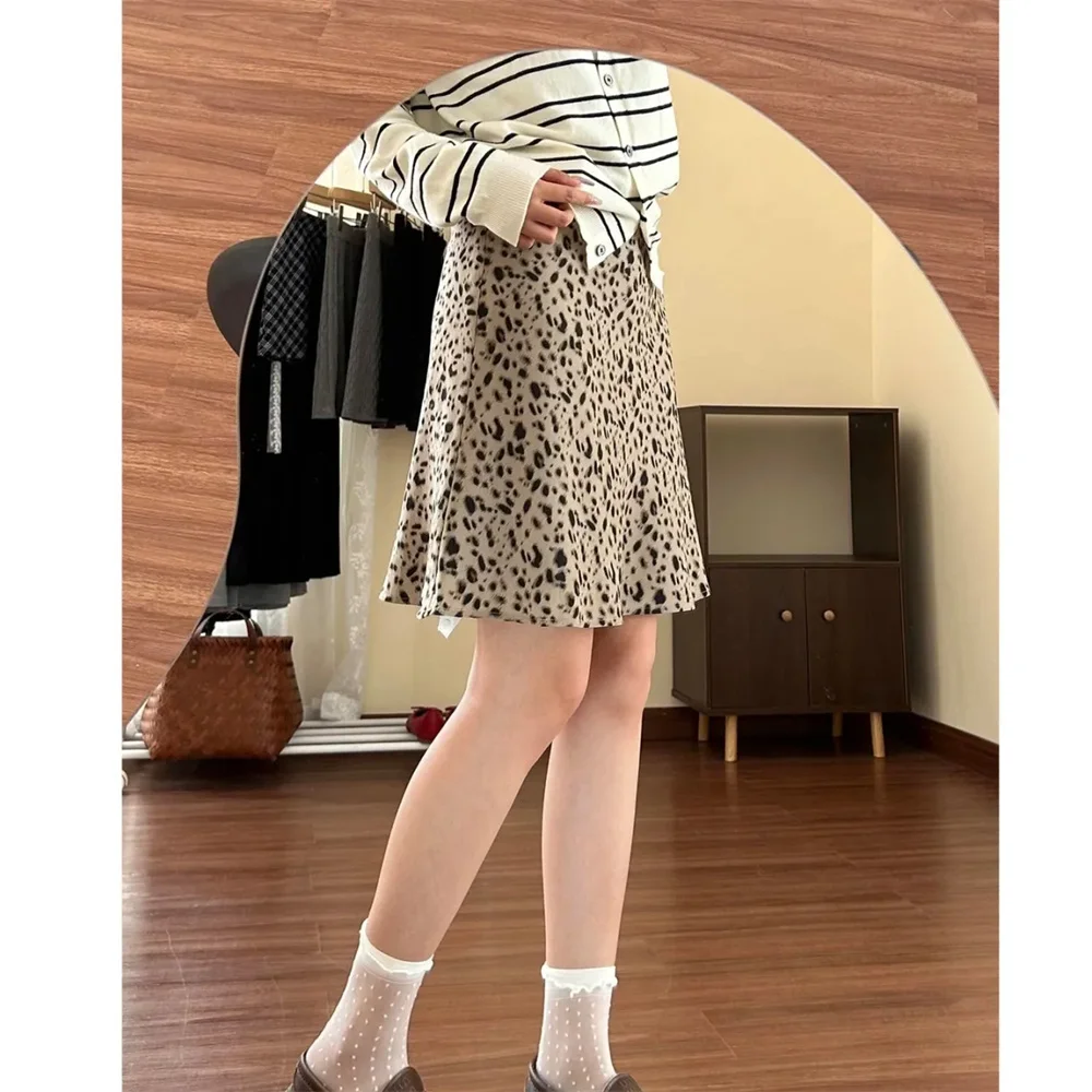 Women'S Y2k Leopard Print A-Line Mini Skirt 2026 Summer High Waist Slim Casual Sweet Cool Streetwear Ladies Fashion Short Skirts