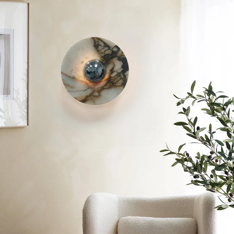 Marble Pattern Wall Lamp for Italian Designer Style Wabi Sabi French Decor Living Room Hallway Bedroom Bedside Lighting
