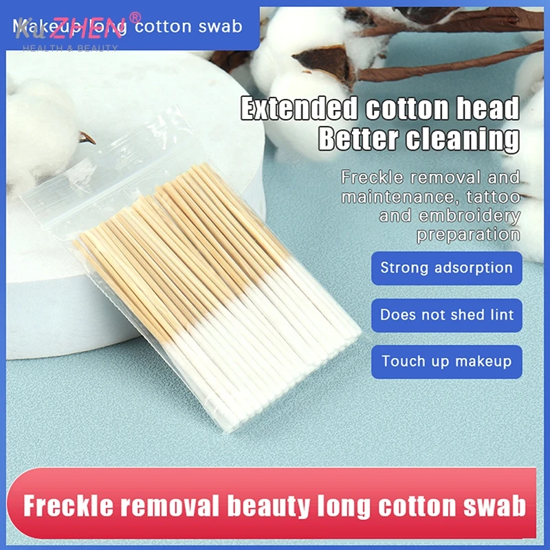 30/60Pieces Disposable Nail Spill Prevention Glue Multipurpose Wood Cotton Swabs Cleaning Makeup Eyelash Extension Removing