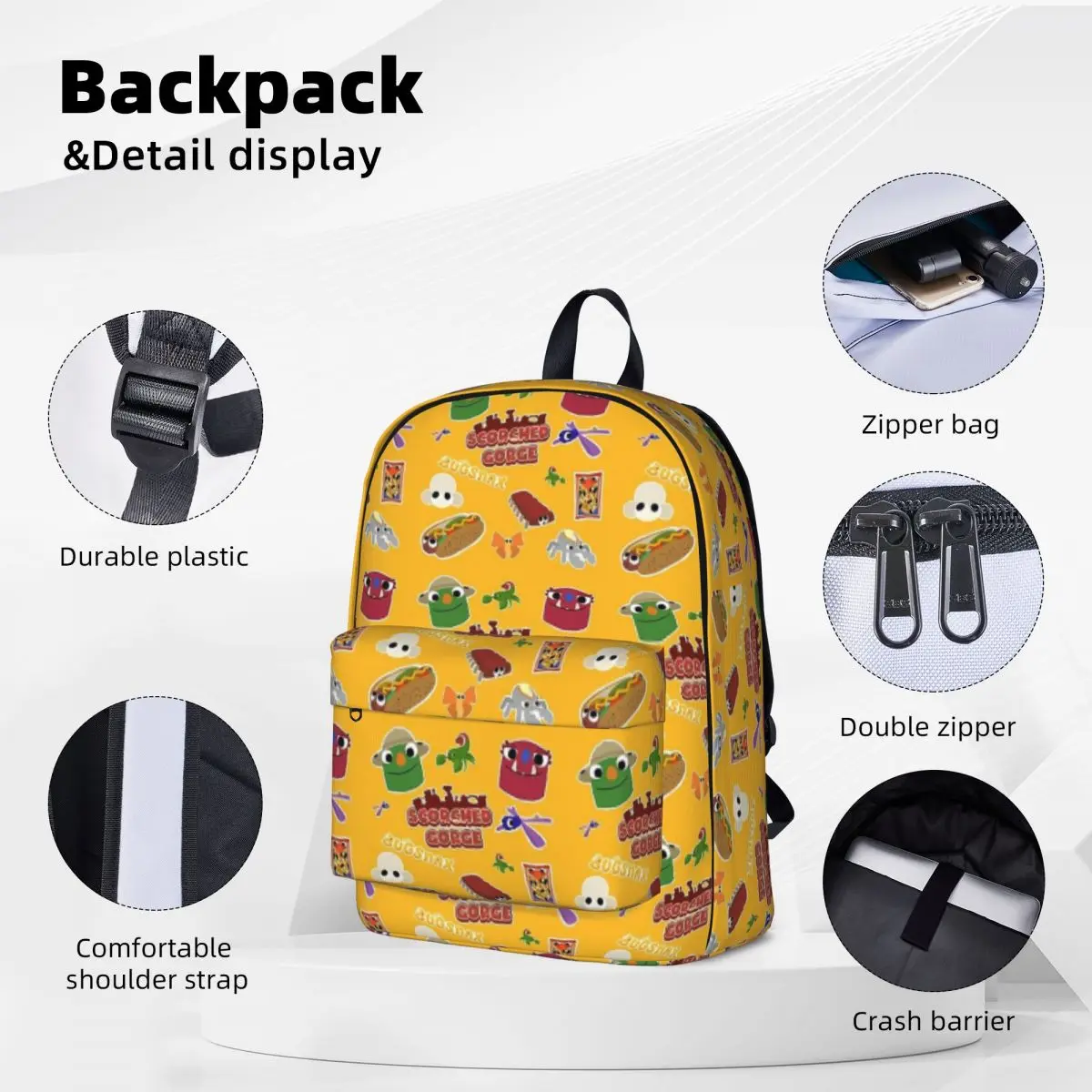 Bugsnax Fan Art Scorched Gorge Backpacks Large Capacity Student Book bag Shoulder Bag Laptop Rucksack Casual Children School Bag