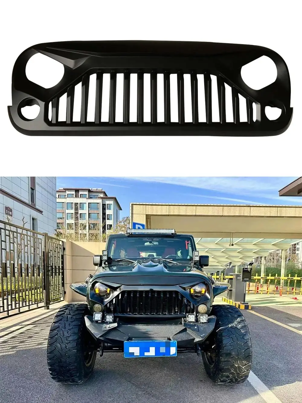 Pour Jeep Wrangler JK Kit calandre en colère gril avant voiture tout-terrain OE Design accessoires noir ABS pour JK2007-2017 SXMA J189