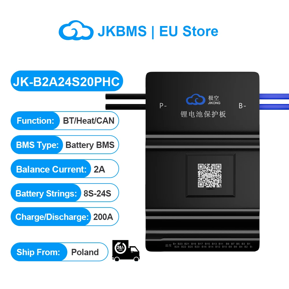 JKBMS(电子) JKBMS B2A24S20P 2A Aktiver Balancestrom 8S 14S 16S 17S 20S 24S Smart BMS 200A BT CANBUS Wärme RS485 Lifepo4 Li-Ion Lto Batterie