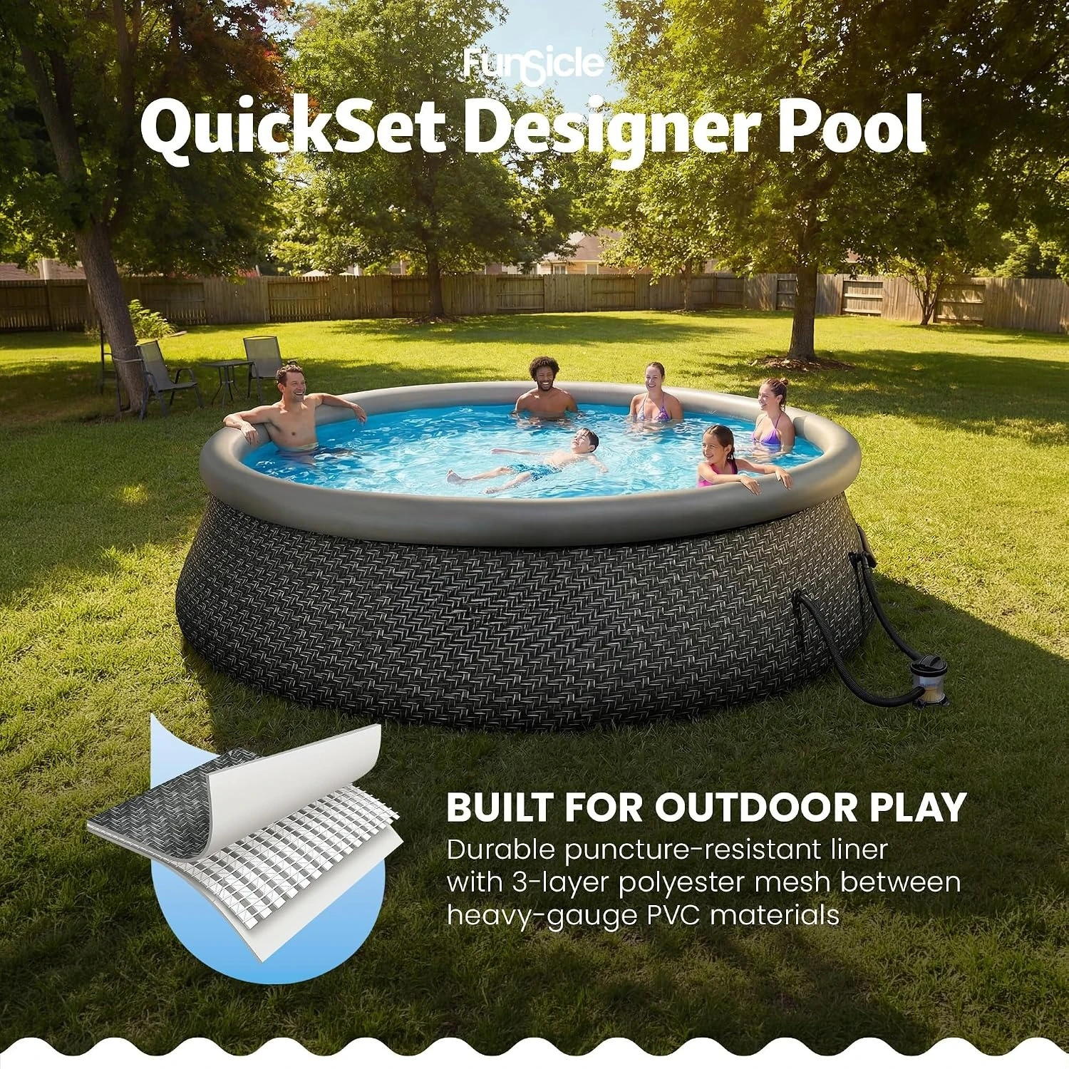 Designer Inflatable 12' x 36 Above Ground Swimming Pool | Round, With FiltraBoost 800 GPH Filter Pump, Custom