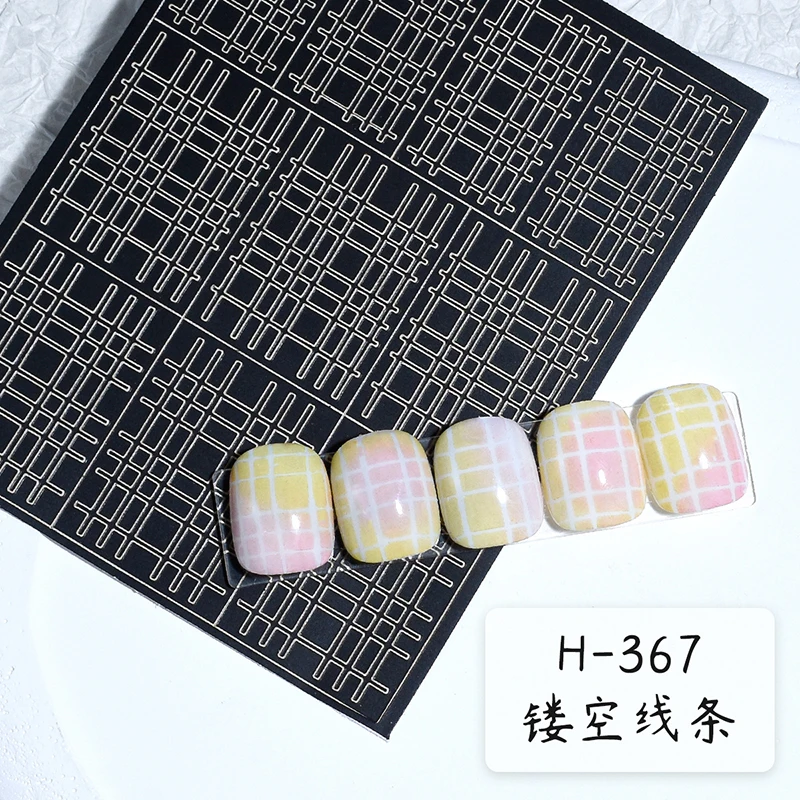 New Hollow Line Diamond Check Leopard Irregular Pattern Nail Art Template Sticker For Polish Airbrush Painting Nail Manicure Art