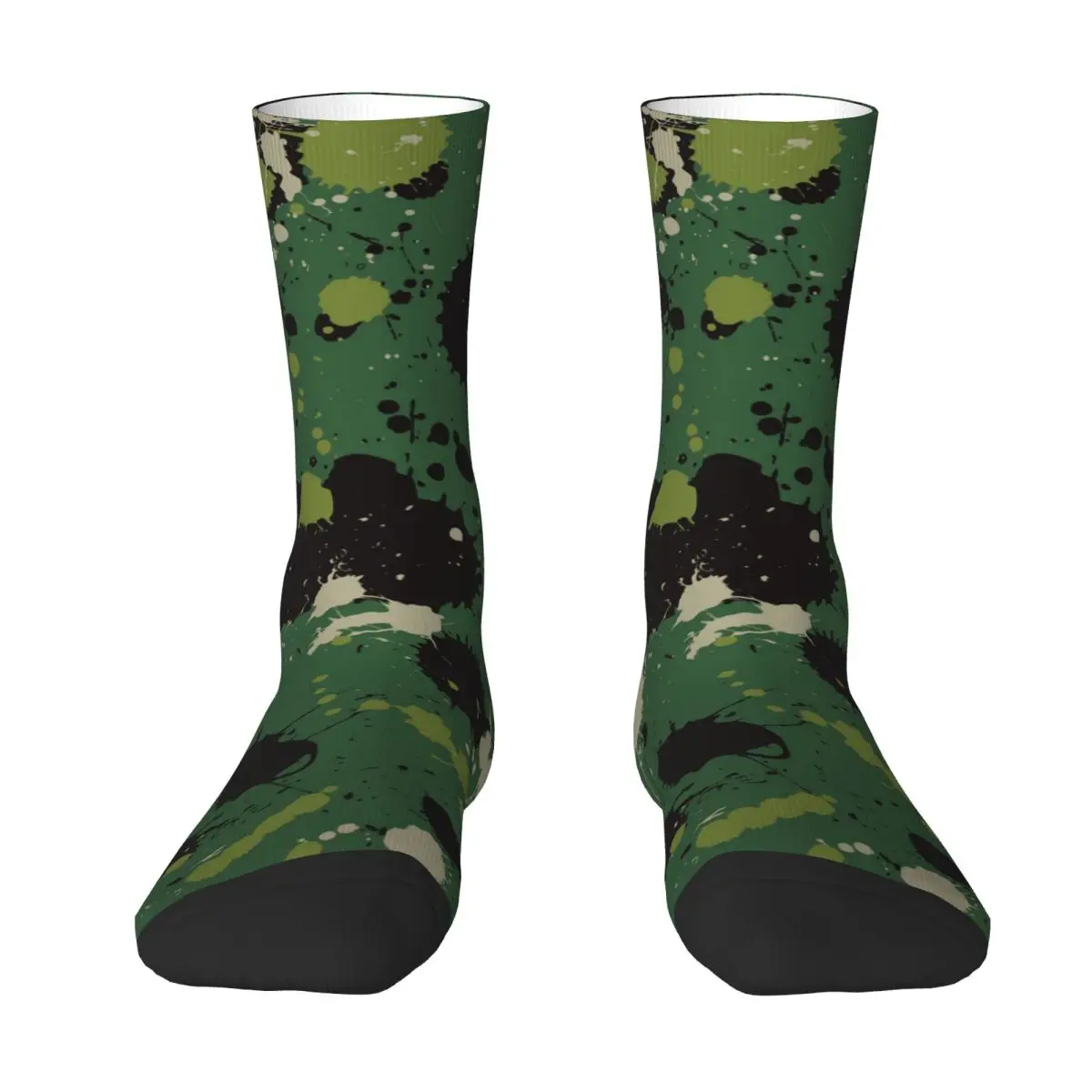 Happy Men's Socks Green Splatter Vintage Harajuku Neon Splatter Hip Hop Seamless Pattern Crew Crazy Sock Gift Printed