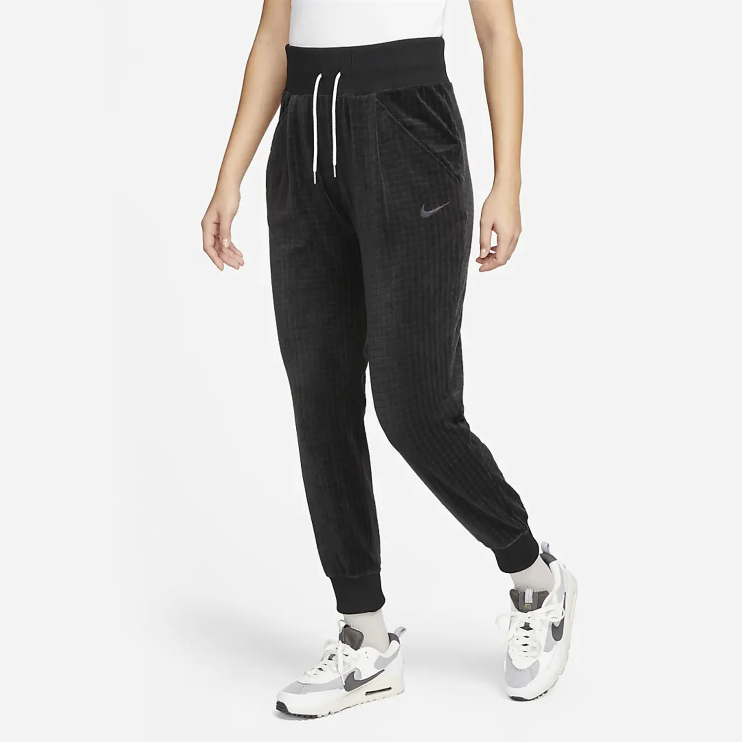 Nike genuine Spring New Women's High-Waist Velvet Sport Tapered Pants DV7821-010