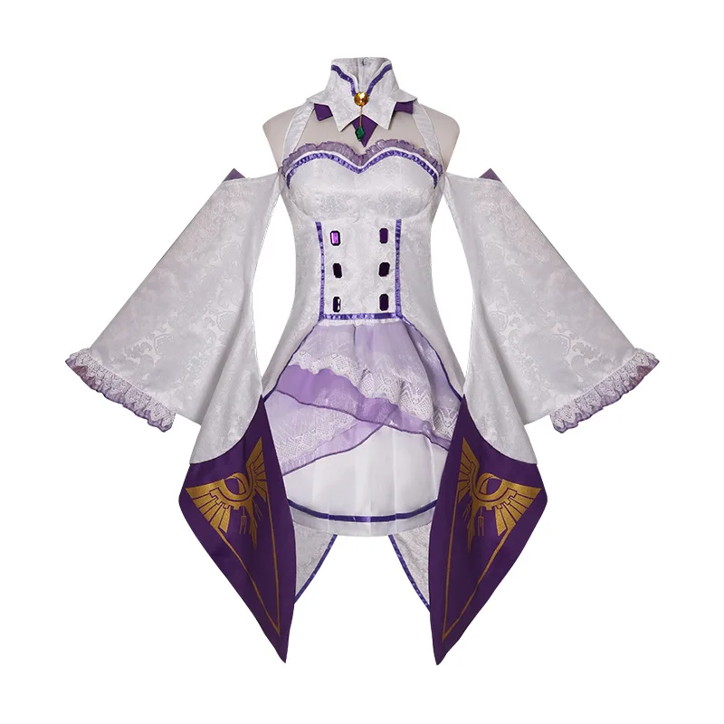 Anime Re Zero Kara Hajimeru Isekai Seikatsu Emilia Cosplay Costume Uniform Maid Dress Wig Set Halloween Disguise Outfit Woman