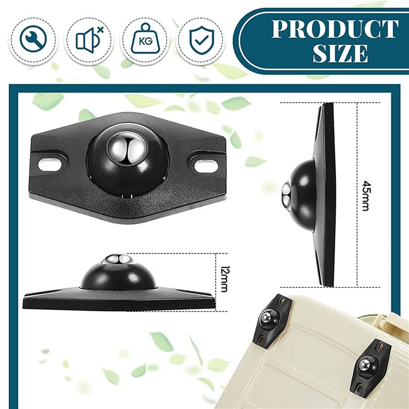 ABGR-16 шт. Самоклеящиеся ролики Мини-поворотные колеса Вращение на 360 градусов Липкий шкив с шарикоподшипниками (черный)