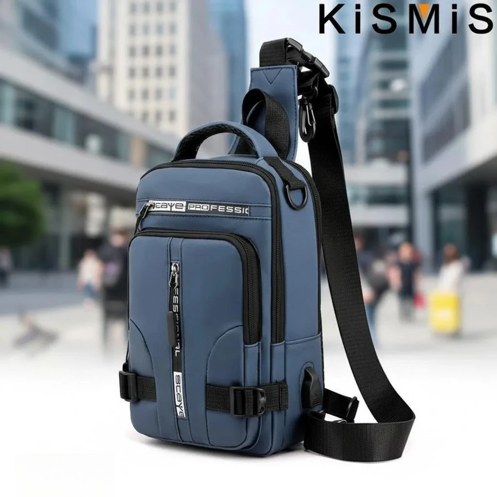 

Nylon Backpack USB Charging Port Travel Men's Crossbody Shoulder Bag Daypack Messenger Bag