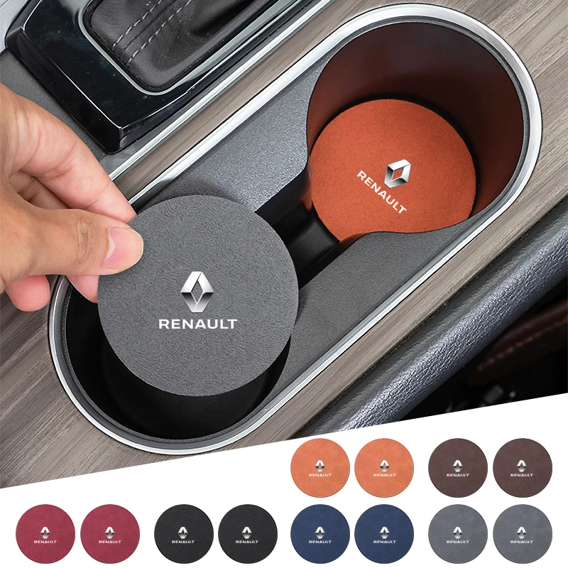 

2Pcs Car Logo Coaster Suede Water Cup Anti-Slip Pads For Renault Skoda Peugeot Citroen Infiniti Dacia Tesla Cadillac Land Rover