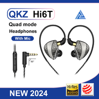 QKZ Hi6T 3.5mm Wired Hearphones 90° Elbow HiFi In-Ear With Mic Music Subwoofer Earphones For Sports Running Study Yoga Riding