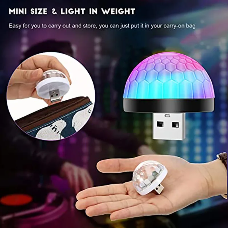 USB LED 파티 조명 음악 센서, USB 미니 디스코 DJ 무대 조명 효과 조명, 크리스탈 매직 볼 램프, 홈 파티 노래방