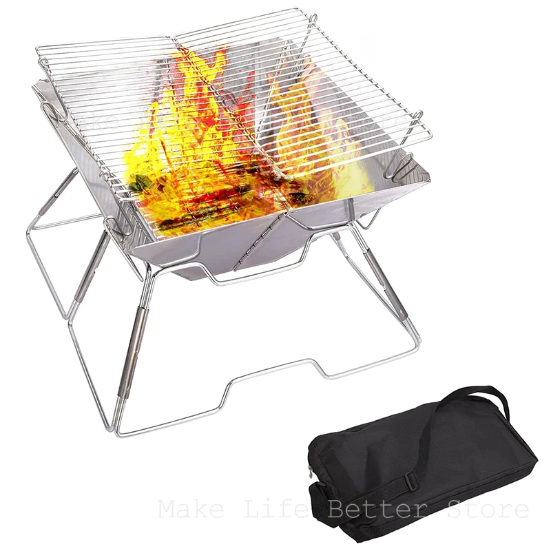 

304 Stainless Steel Barbecue Grill Portable Outdoor Stove IGT Table Stove Folding Firewood Stove Barbecue Camping Stove