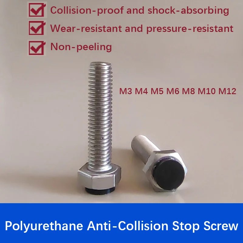 5pcs Hex Head Polyurethane Coated Stainless Steel Locking Bolts M3-M12 Buffer Shock Absorbing Anti-Collision Stop Screws
