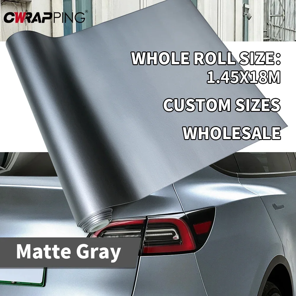 

Виниловая наклейка для автомобиля/мотоцикла 1.45x2/3/6м, для капота, заднего бампера, автоаксессуары, водонепроницаемая, серебристо-серая, матовая, без пузырьков