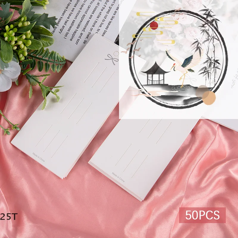 

50 шт., белая картонная заколка для волос с бантом, веревка для волос, дисплей, подвесная открытка, упаковка для ювелирных изделий, головные уборы, картонные аксессуары «сделай сам»