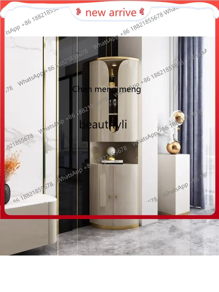 

ss7486 Luxury Living Room Modern Minimalist Solid Wood Storage Rack Corner Cabinet Bedroom Triangle Storage Wine Cabinet Side Ca