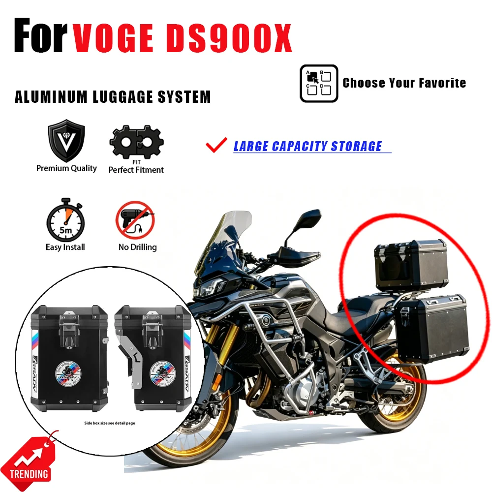 Maletas Laterales de Aleación de Aluminio para Motocicleta VOGE DS900X, Tres Cajas, Baúl Trasero, Accesorios para Moto