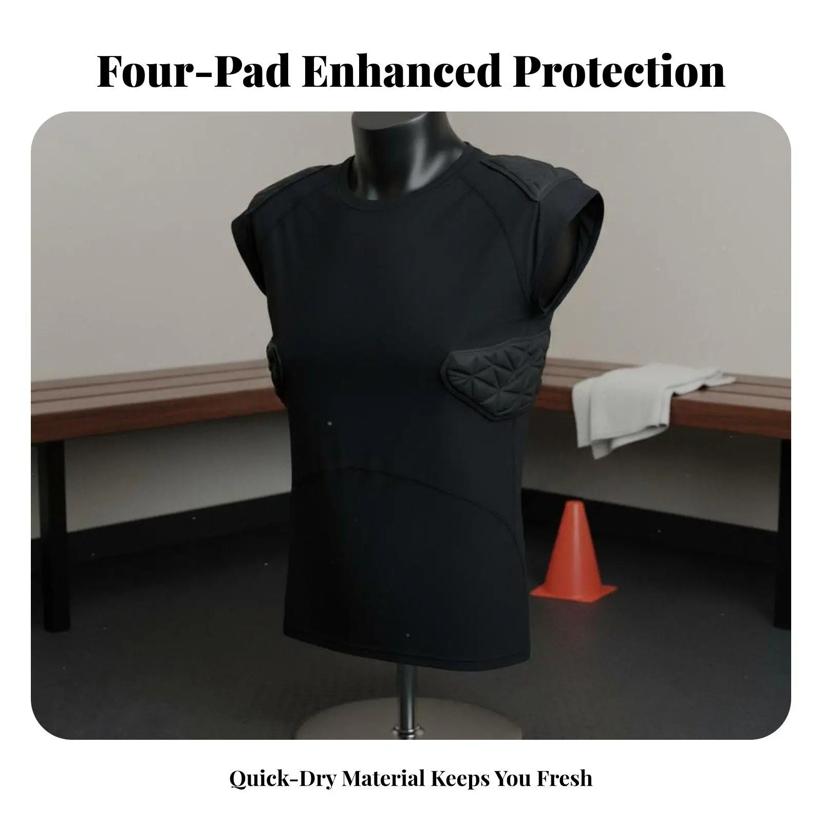 Athletic Rugby Shirt with EVA Foam Padding for Chest and Ribs Protection Football Backplates for Training Use