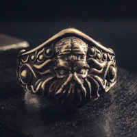 Retro Cthulhu Ring For Men Silver Color Punk Gothic Rock Hiphop Ring Handmade Designer Jewelry Biker Accessories Creative Gift