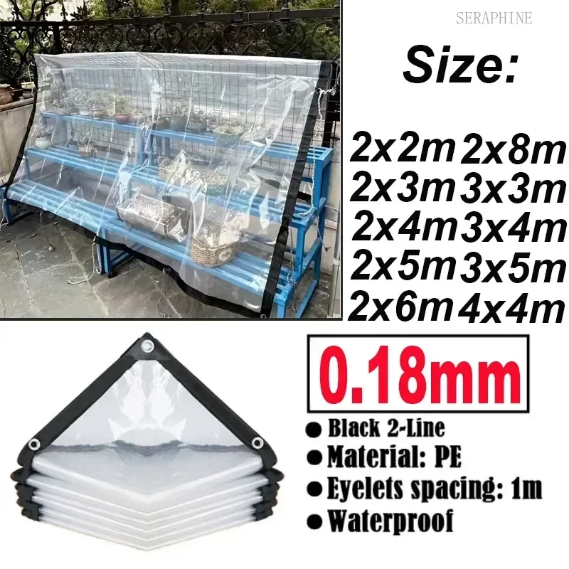 Clear Plant Poly Tarp Cover Shed Insulation Cloth with Grommets Waterproof Tarpaulin Transparent Garden Rainproof