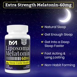 Melatonin 60mg - Faster sleep, longer duration, high dose, 60 capsules