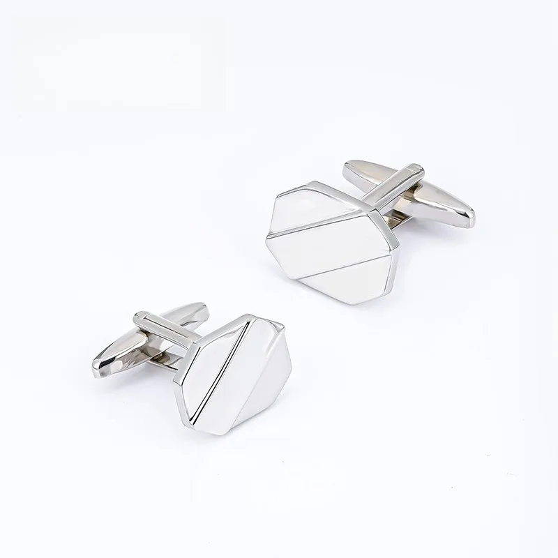 

High Quality Men's French Shirt Cufflinks Electroplated Silver Smooth Metal Cufflinks Wedding Suit Accessories Jewelry Gifts