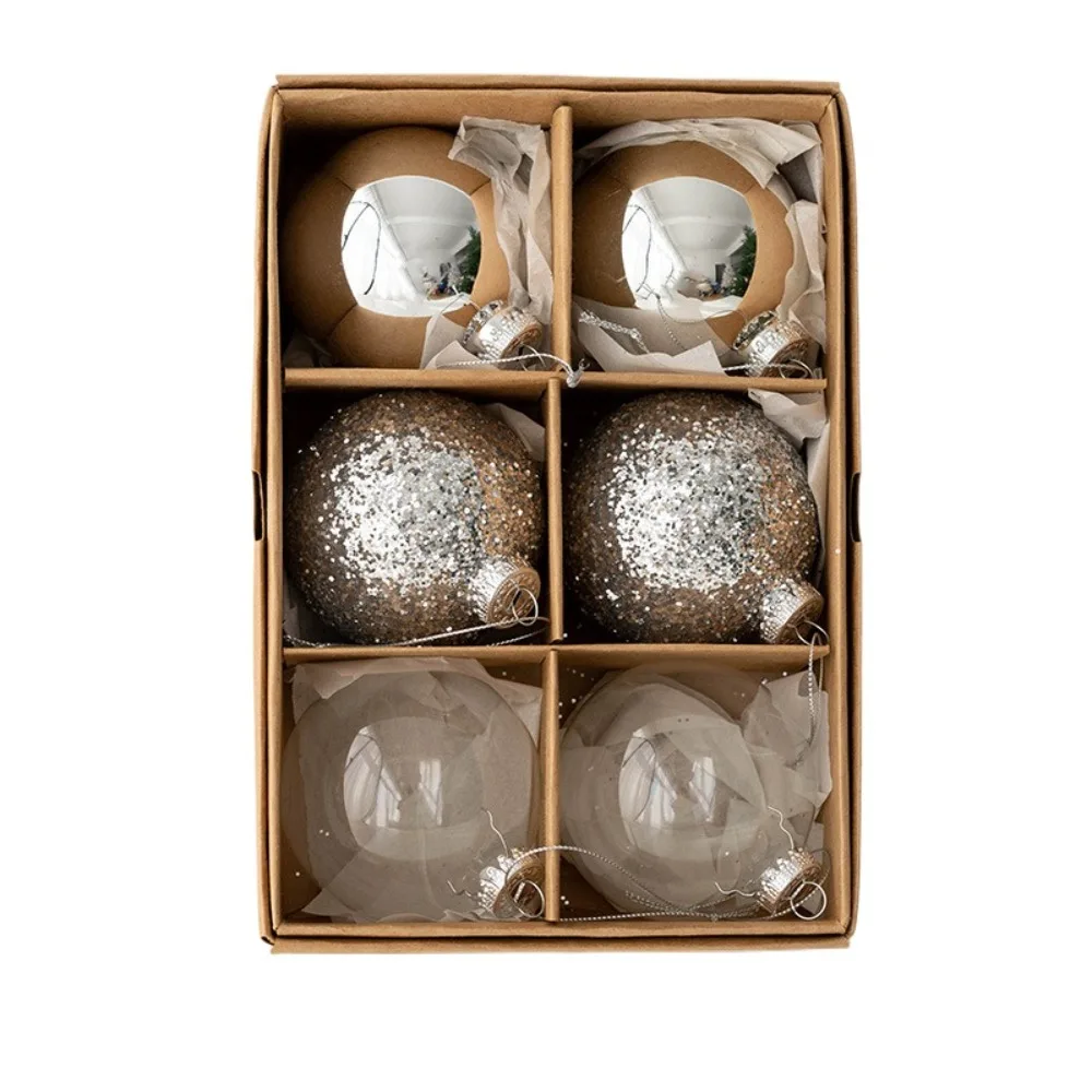 

6pcs Glass Christmas Ball set 6cm Creative Christmas Tree Pendant Painted Delicate Hanging Ornament Home