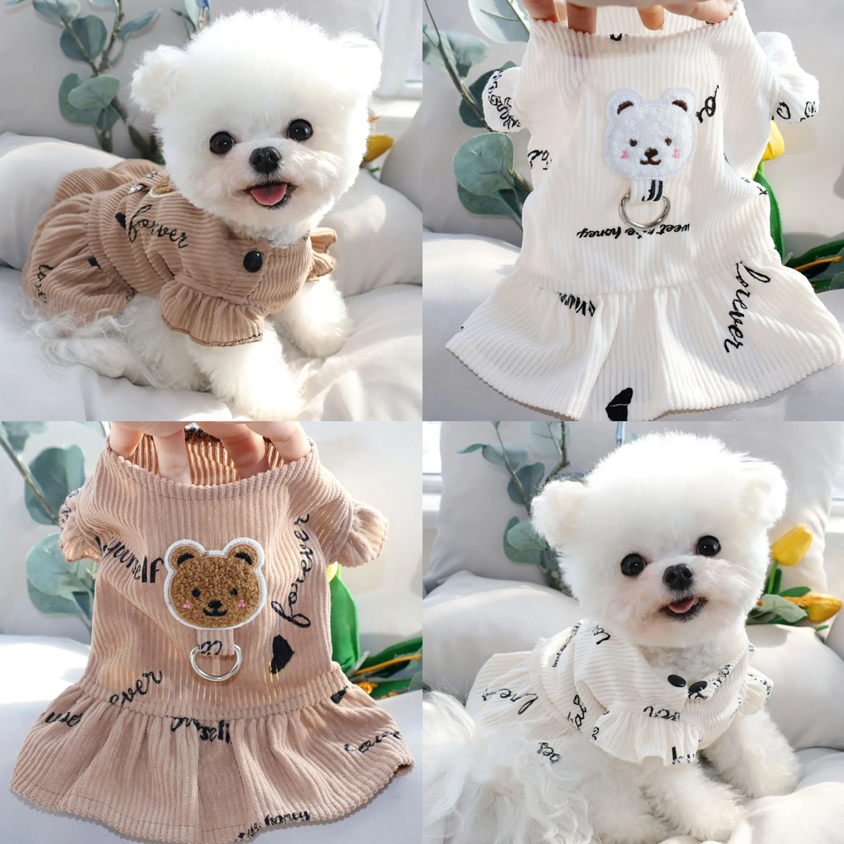 New Pet Skirt Leashable Dog Clothes Teddy Summer Pullover Small Dog Maltese Dress Female Dog Clothes XS-XL