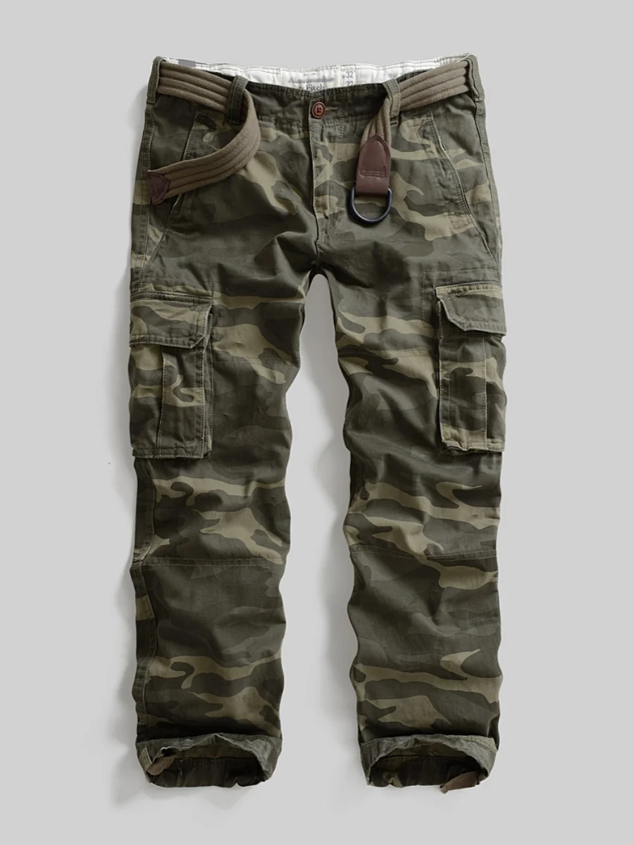 

American Style Vintage Camouflage Work Pants Men's Loose Casual Trousers Outdoor Multi-Pocket Straight Leg Spring Autumn