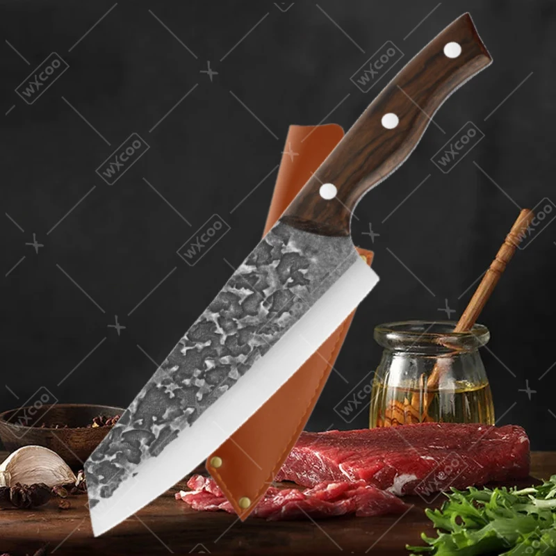 

Кованые Профессиональные Кухонные Ножи ручной работы, нож из нержавеющей стали для кухни, нарезка мяса, Традиционные Кухонные ножи и инструменты