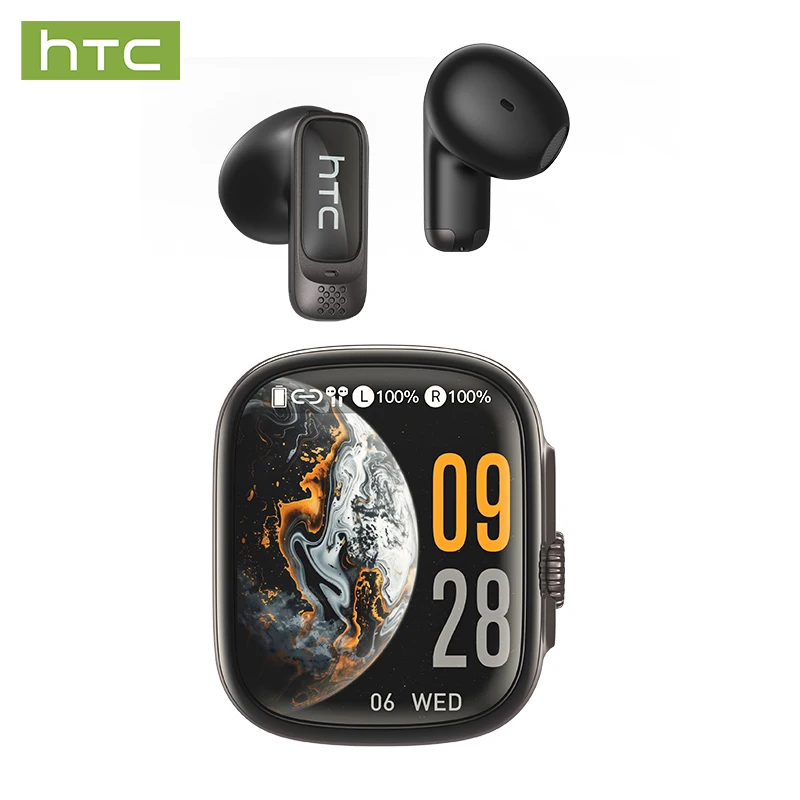 HTC NE72 TWS KI-Übersetzungs-Ohrhörer Bluetooth 6.0 Kopfhörer mit 30 Stunden Spielzeit und Smart-Touchscreen für Reisen und Geschäftliches