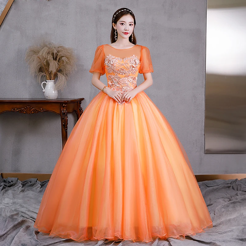 Fairy Sweet Scoop คอ Quinceanera ชุดดอกไม้ประณีต Tulle Ball ชุดลูกไม้ภาพลวงตายาว Vestido De Debutante