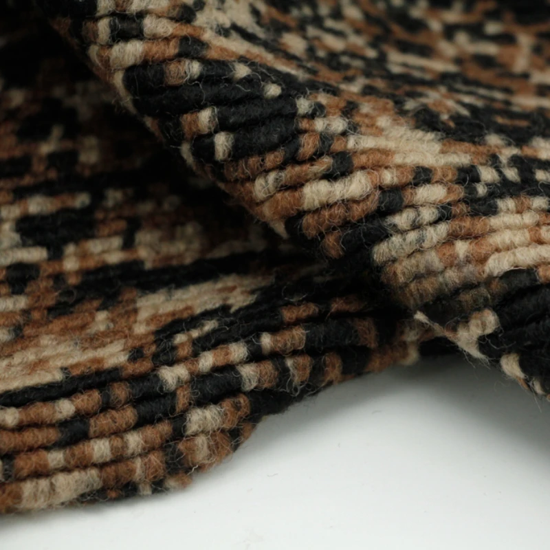 1yard Fabric Wide Thick Soft Stretch Brown Coffee Black Color Irregular Knitted Wool DIY Coat Cardigan Dress Spring Autumn