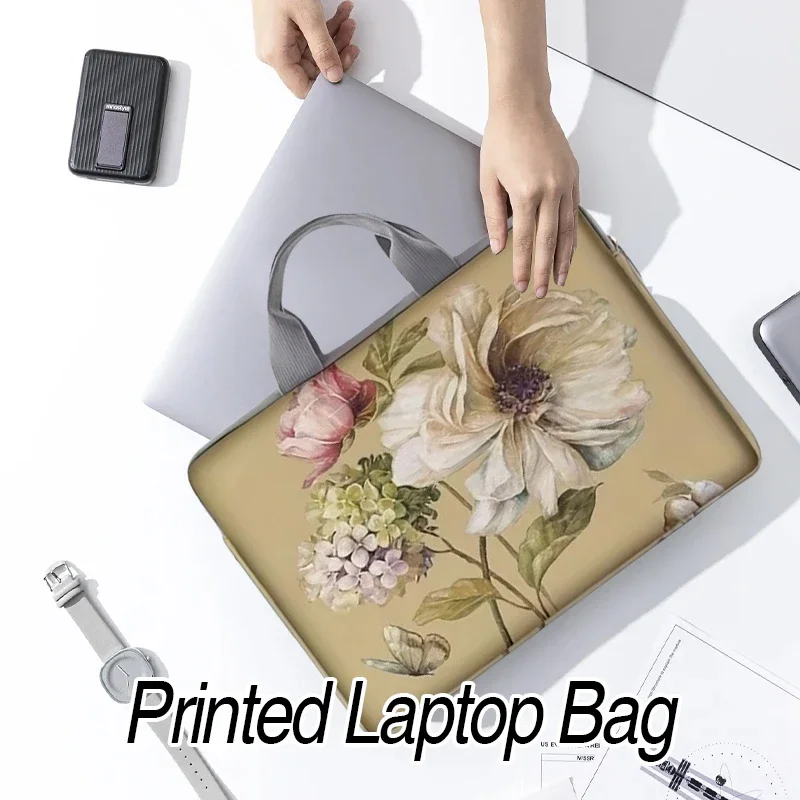

Flower Patterned Laptop Bag Briefcase Fixed Laptop Bag Suitable for 14 Inch Laptops Expanding Folders Office Supplies