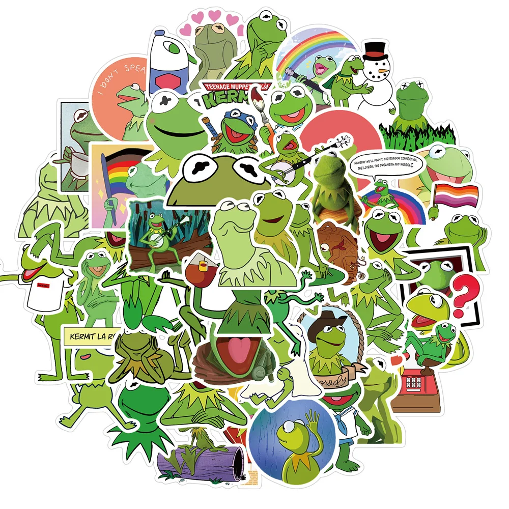 50PCS Cute Cartoon Personality Kermit The Frog Decorative Graffiti Waterproof Sticker Notebook Refrigerator Water Cup