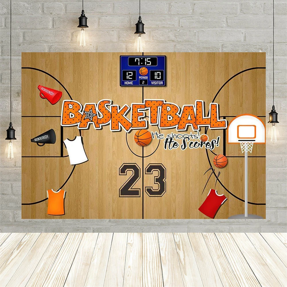 Basketball Field Stadium Photography Background Sport Theme Party Children Birthday Decoration Boys Photo Backdrop Banner