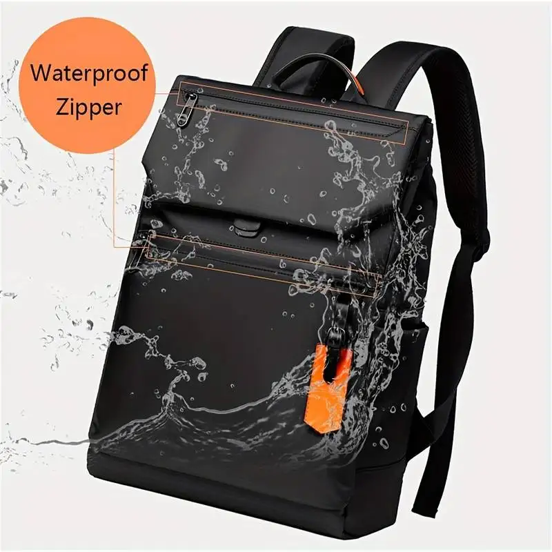 Herenrugzak Oxfordstof Waterdichte 14 15,6 inch laptoprugzak met USB-oplaadpoort Waterdichte ritssluiting Outdoor reistas Bus